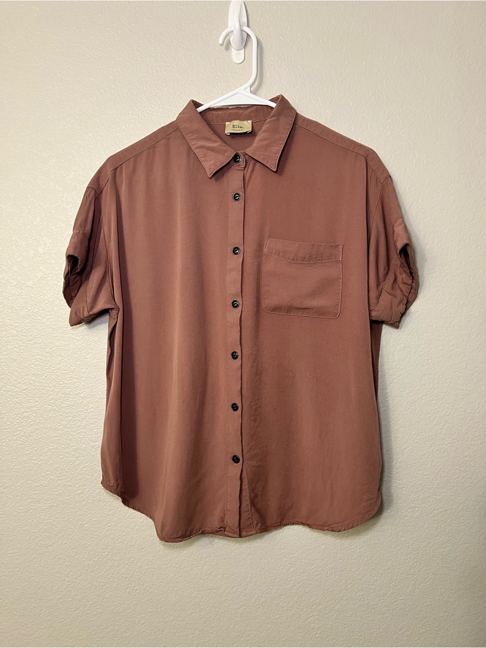Elie Tahari Dusty Rose Oversized Button Front Blouse Womens XL